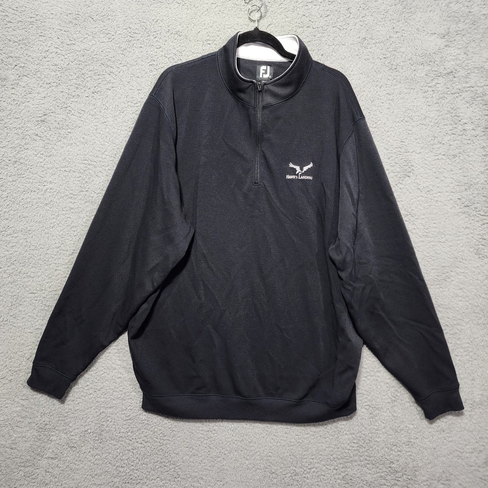Footjoy Performance Golf 1/4 Zip‎ Mens XXL Black Hawks Landing Golf Club Florida